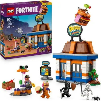 Image de LEGO Fortnite 77076 Le Restaurant Durrr Burger, Jeu de Construction, 546 Pièces, 4 Minifigurines, 10+ Ans, Equipement Bonus Jeu Vidéo