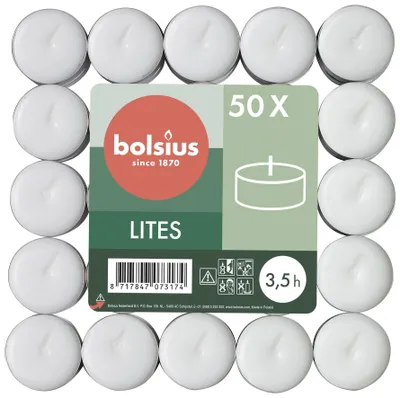 Teelichter, 50er Pack, weiß, Brenndauer ca. 3,5 Std.