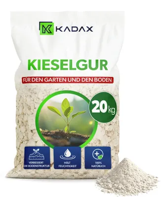 Produktbild von KADAX Kieselgur 20kg für Garten, Diatomeenerde als feines Pulver, Bodenaktivator für gesunde Böden, Pflanzenwachstum & natürliche Schädlingsabwehr