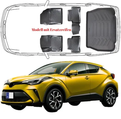 Produktbild von 3D Auto Fußmatten & Kofferraumwanne Set Kompatibel mit Toyota C-HR 1.Gen 2016-2023