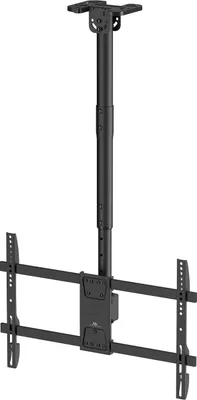 A black ceiling mount for a television, shown against a white background.