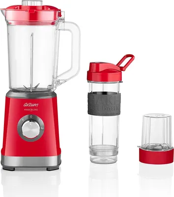 Produktbild von Arzum AR1159 Shake'N Take Personal Blender, Edelstahl 1200 ml Flasche 500W Rot