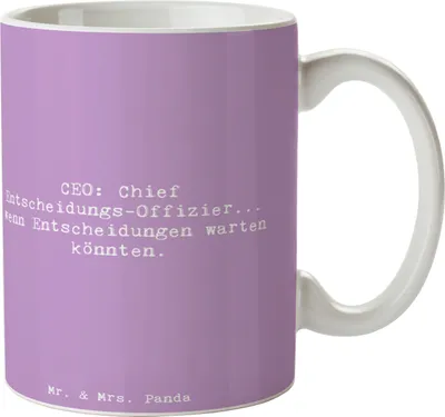 Produktbild von Mr. & Mrs. Panda Tasse Spruch CEO Entscheidungen - Lavendeltraum - Geschenk, Geschäftsstrategie, kaffeetasse bedruckt, Beruf, Unternehmensleitung, Geschenke mit Herz