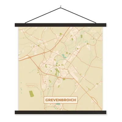 Produktbild von MuchoWow® Textilposter Grevenbroich - Karte - Vintage - Stadtplan 40x40 cm mit schwarzem Rahmen - Fotos