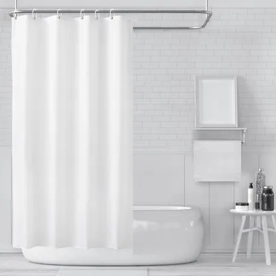 Produktbild von Carttiya Duschvorhang 120x180cm, Duschvorhänge Textil Shower Curtains, Weiß Bad Vorhang aus Polyester［Anti-Schimmel, Wasserdicht］Badezimmer Vorhang mit 12 Duschvorhängeringen und Beschwertem Saum