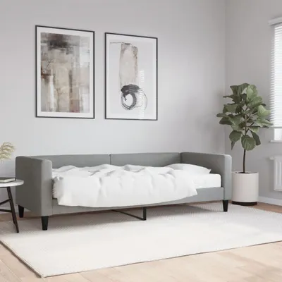Image de Lit de jour avec matelas Gris clair 80x200 cm Tissu