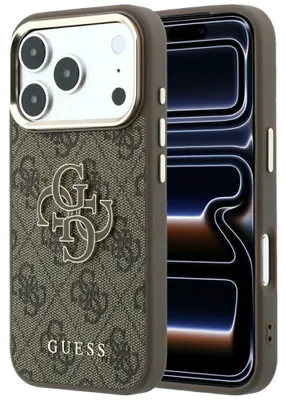 Image de Coque de protection pour iPhone 18 Pro Max / 17 Pro Max, Guess, modèle 4G Big Resin Logo, couleur marron