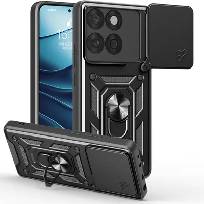 Produktbild von Outdoor Panzer Hülle für Motorola Edge 60 / Edge 60 Fusion Handyhülle mit Kameraschutz Ringhalter in Schwarz