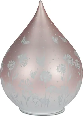 Produktbild von formano LED Deko Tropfen Glasleuchte Pastell Rosa 15 cm Mattes Farbglas Blumen
