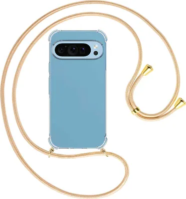Produktbild von Handykette Backcover-Schutzhülle mit Band (Metall goldfarben) für Google Pixel 9 - Goldkordel