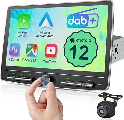 Produktbild von Android 12 Autoradio Wireless CarPlay Android Auto, 10.1 Zoll Bildschirm DAB+ Autoradio 1Din Car Play Touch Display Bluetooth 8 Core 2G+32G WiFi 4G