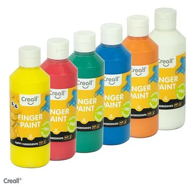 Produktbild von Creall Fingerfarben-Set, ohne Konservierungsstoffe, 6 x 250 ml.