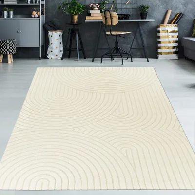 Immagine prodotto di Tappeto moderno per il soggiorno con un elegante motivo ad archi, color crema - Dimensioni: 160 x 230 cm