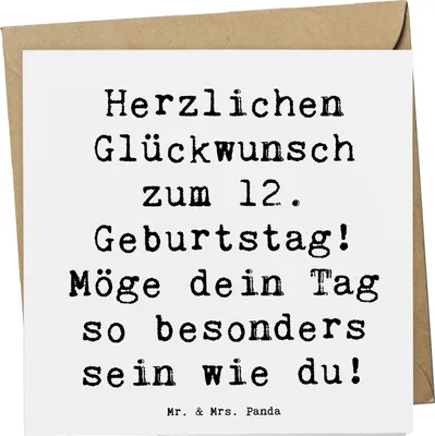 Produktbild von Mr. & Mrs. Panda Grußkarte Spruch 12. Geburtstag - Weiß - Geschenk, feiern, doppelkarte, Glückwunschkarte, Meilenstein, einzigartige Geburtstagswünsche, anlasskarte