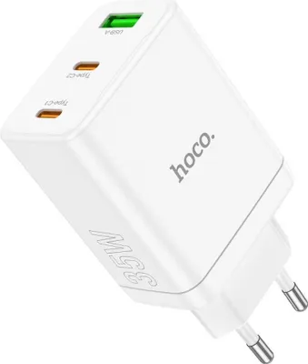 Zdjęcie produktu dla Ładowarka sieciowa HOCO 2 x typ C + USB A PD QC3.0 3A 35W N33 biały