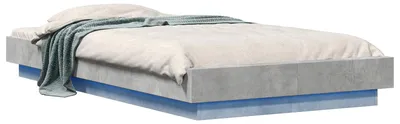 Productafbeelding van Bedframe met LED-verlichting, betonkleur, 80 x 200 cm, houtvezelplaat
