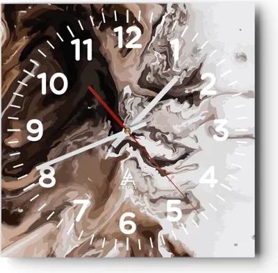 Produktbild von Wanduhr - Quadrat - Glasuhr - Abstraktion modern - 40x40cm - Schleichendes Uhrwerk - Lautlos - zum Aufhängen bereit - Dekoration Modern - Wanddekoration aus Glas - C4AC40x40-4073