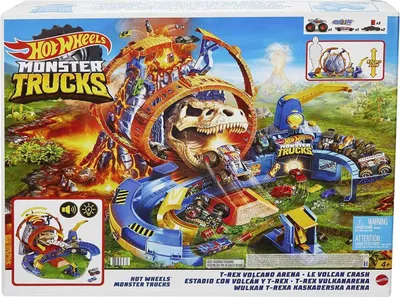 Produktbild von Mattel GYL14 - Hot Wheels - Monster Trucks - Spielset, T-Rex Vulkanarena