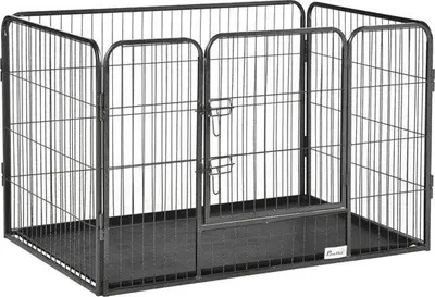 Obrázek produktu pro čtyřdílná přepravka pro psy ze síťoviny s uzamykatelnými dvířky, vhodná pro vnitřní i venkovní použití, 109 x 74 x 71 cm
