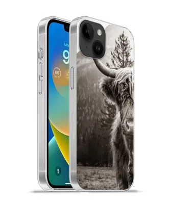 Produktbild von MuchoWow® Handyhülle Schutzhülle Hülle für Apple iPhone 14 Plus - Soft case Scottish Highlander - Stier - Schwarz - Weiß Silikon Softcase Handy Hülle - Abbildung