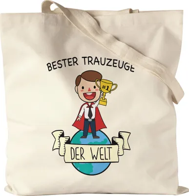 Produktbild von Bester Trauzeuge der Welt Jutebeutel Stoffbeutel Canvas Trauzeugen Fragen Hochzeit JGA Standesamt Geschenk