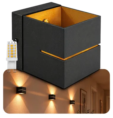 Produktbild von SSC-LUXon KOURA Wandleuchte Innen schwarz mit Lichtschlitz - Wandlampe Gold Design Up Down Leuchte inkl. G9 LED Lampe warmweiß