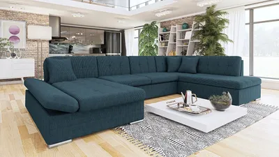 Obrázek produktu pro Rozkládací sedačka do U PHOENIX - tmavá modrá, levý roh