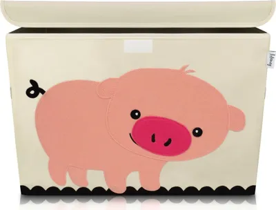 Produktbild von Lifeney Aufbewahrungsbox Kinder groß 51 x 36 x 36 I Spielzeugkiste I Kiste mit Deckel für Kinderzimmer I Aufbewahrungsboxen mit Deckel I Spielzeugaufbewahrung (Schwein)