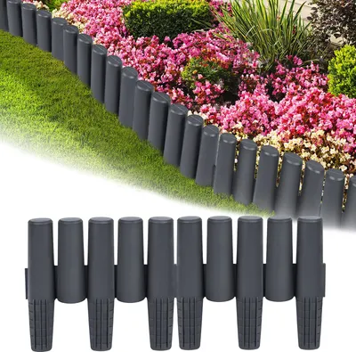 Obrázek produktu pro Obruba trávníku 2,8m plastová obruba záhonu vzhled dřeva polypropylenová obruba záhonu 28x24cm na kus zahradní palisáda spojitelná (10 kusů, antracit) CEEDIR