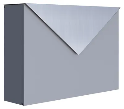 Produktbild von Wandbriefkasten Letter in Grau Metallic mit Edelstahlklappe