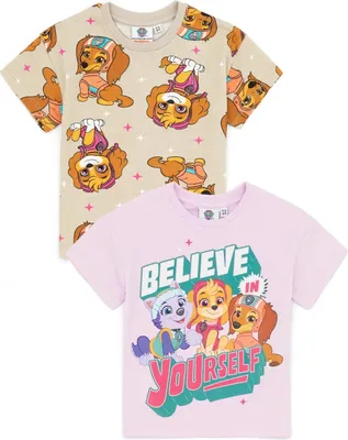 Image de Paw Patrol - "Believe In Yourself" T-shirt pour fille (pack de 2) NS7116 (98) (Violet Pastel/Brun)