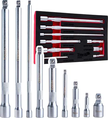 Immagine prodotto di Set 9 prolunghe chiave per cricchetto a bussola 1/4 "3/8" 1/2'', kit di prolunga per chiave a bussola, cricchetto a cricchetto, adattatore di estensione per giunto cardanico , in acciaio Cr-V