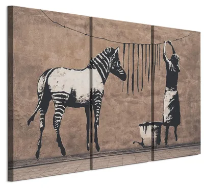 Produktbild von LUMASOUL Wandbilder 3er Set für Wohnzimmer Banksy 90x60 cm3-teiliges Leinwandbild für Schlafzimmer Flur Büro und Küche