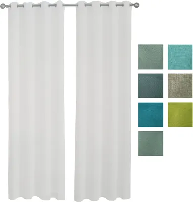 Produktbild von 2er Set Gardinen Vorhänge Ösenvorhang 140*240/250 cm 100% Polyester (Grün 4)