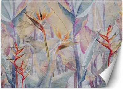 Produktbild von Vlies fototapete Pastellfarbene Blätter auf Betonimitat-Hintergrund 200x140 cm Feeby Bunt inkl. Kleber einfache Montage