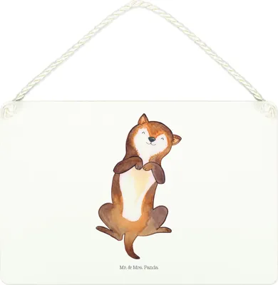 Produktbild von Mr. & Mrs. Panda Schild Hund Streicheln DIN A4 - Weiß - Geschenk, hängeschild, Wandbild Holz, wandtafel, Süß, Bauch, Hunde, kleine aufmerksamkeit, Türschild, Sprüche