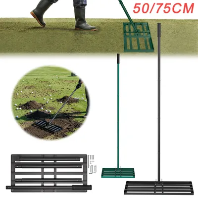 Produktbild von NAIZY Multifunktionale Rasenharke Grün 75x25cm, verstellbare Edelstahl Gartenharke zur Bodenebnung auf Rasenflächen und Golfplätzen