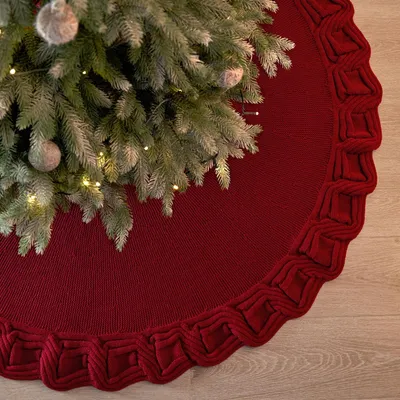 Image de Jupe de sapin de Noël - Volants rouges - 92 cm - Acrylique