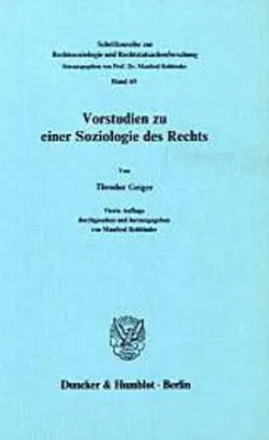 Produktbild von Vorstudien zu einer Soziologie des Rechts