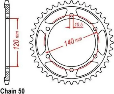 Zdjęcie produktu dla Zębatka 46 Z skok 530 do KAWASAKI ZZR 500 90-96 Tylna zębatka