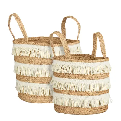 Produktbild von Mica Decorations Aufbewahrungskorb - 2er-Set - H30 x Ø32 cm - Wasserhyazinthe - Braun