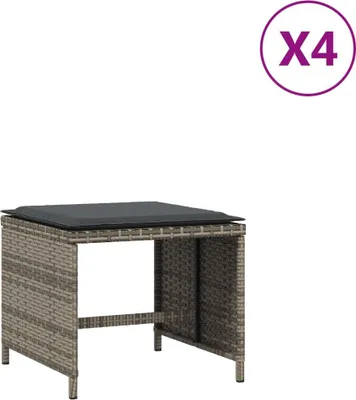 Obrázek produktu pro vidaXL Zahradní stolička s polštářem 4 ks. Šedá 41x41x36 cm Polyratanový ratan