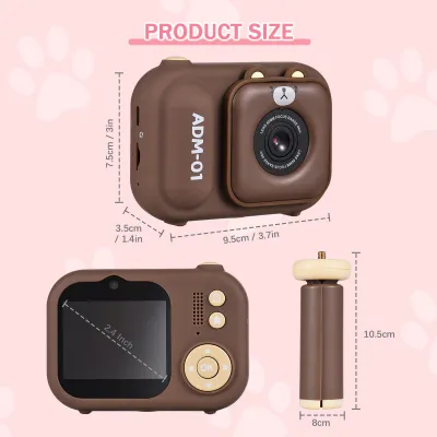 Image de Appareil photo numérique pour enfants 1080p, mini-caméra vidéo de 48 MP, écran IPS de 2,4 pouces, double objectif, batterie intégrée avec carte mémoire de 32 Go et lecteur de carte, De