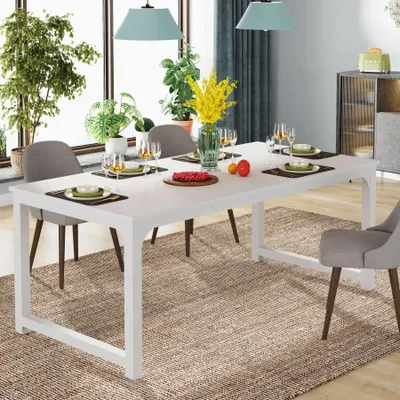 Produktbild von Wanbor Esstisch 160 x 80 cm, Industrieller Küchentisch Rechteckig Für 4–6 Personen, Robuster Esszimmertisch Für Küche Esszimmer Wohnzimmer (Weiß)