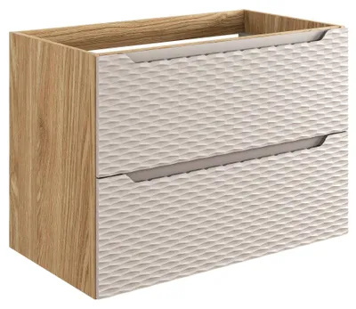 Zdjęcie produktu dla Szafka Łazienkowa Pod Umywalkę 80 Cm Beż Dąb 2 Szuflady