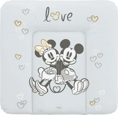 Zdjęcie produktu dla Ceba Baby mata do przewijania 75x72 cm - Miękka mata do przewijania z motywami Disneya - Wytrzymałe PVC, można prać - Mata na przewijak - Minnie & Mickey Grey