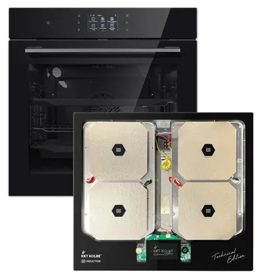 Produktbild von Autarkes Herdset: 60cm Einbaubackofen EB8017TFT + 59cm Induktionskochfeld IND5905EDIT | Katalyse | Pizzafunktion | Grill | Umluft | Heißluft | Automatik-Timer | SET8017TFTIND595TFT, KI-generiertes Bild