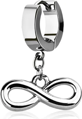 Produktbild von Damen Creole Kreole Klappcreole Edelstahl Unendlichkeit Infinity Anhänger Helix Huggie Ohr-Piercing Autiga® silber