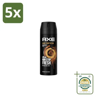 Immagine prodotto di 5 confezioni di deodorante spray Axe Dark Temptation, 150 ml ciascuna - confezione risparmio - 5 pezzi