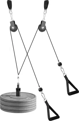 Produktbild von SucceBuy Kabelzug-Set, 2 Stück, belastbar bis 150 kg, Trainingsgerät mit Latzugstange und Seilzug, ideal für Arm-, Rücken- und Schulterübungen, DIY-Pulley-System für Heimtrainer und Fitnessstudio